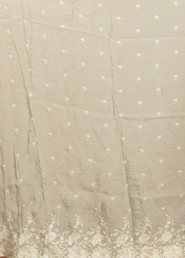 Green Handloom Pure Organza Saree With Blouse Piece