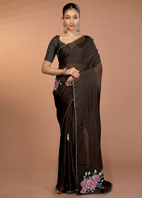 Black Handloom Pure Organza Saree With Blouse Piece