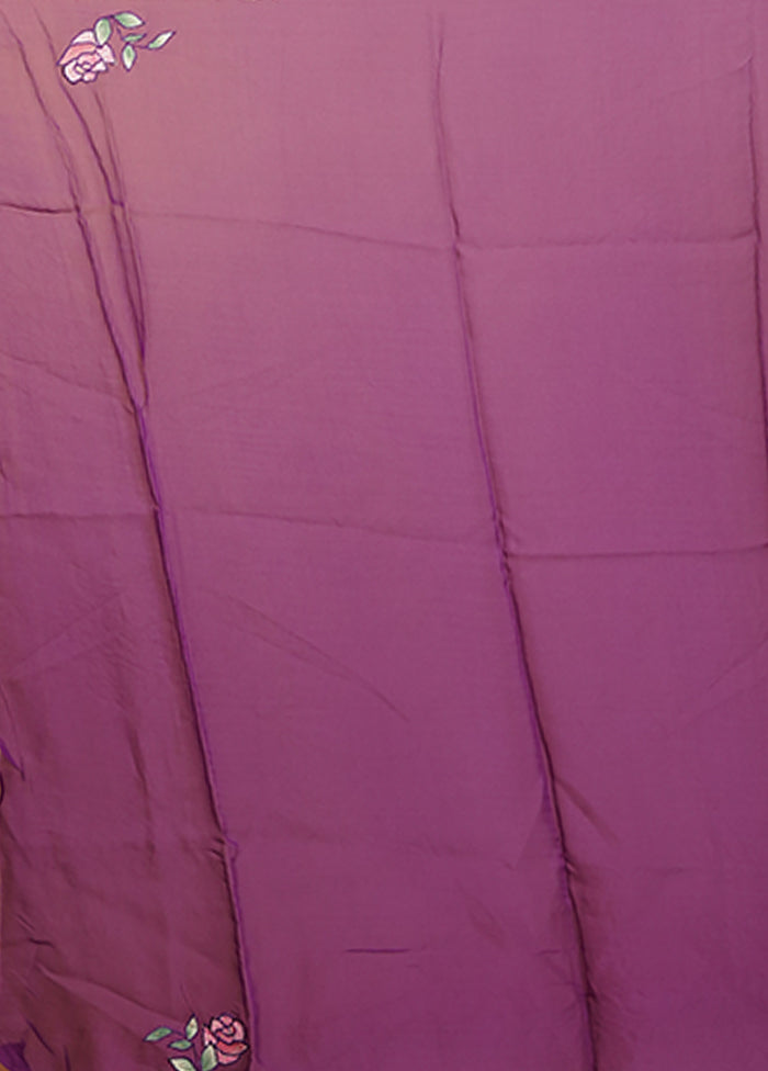 Purple Handloom Pure Organza Saree With Blouse Piece