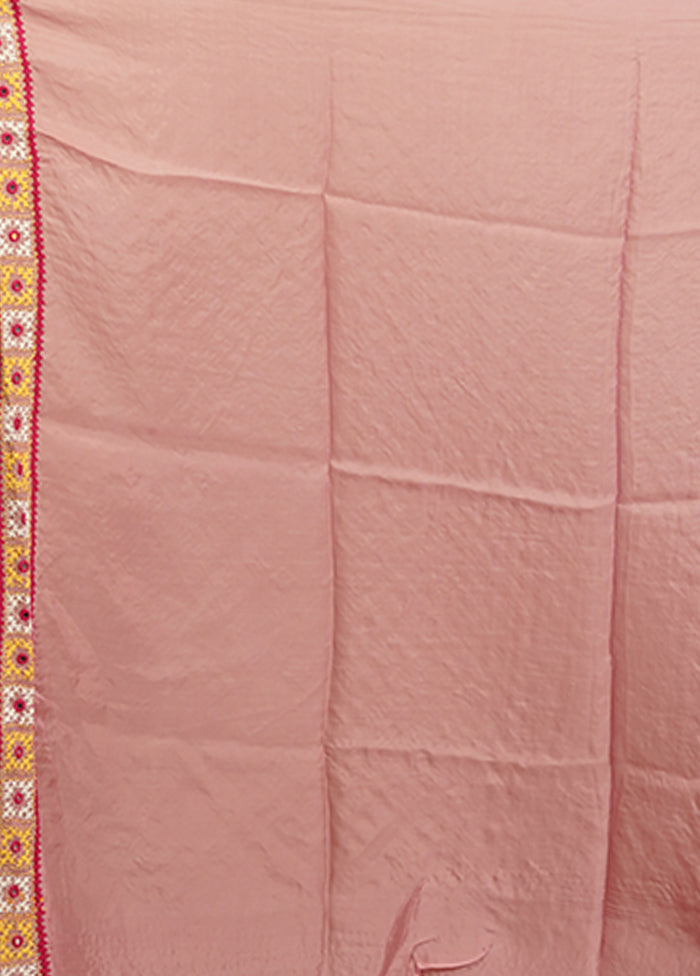 Pink Handloom Pure Georgette Saree With Blouse Piece