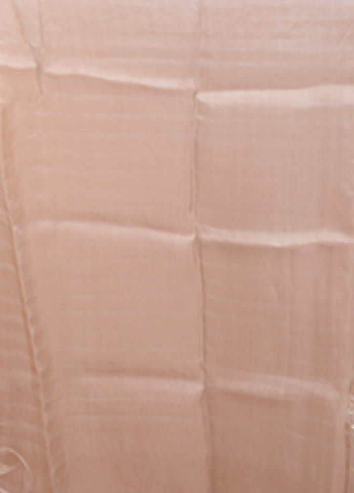 Cream Handloom Pure Organza Saree With Blouse Piece