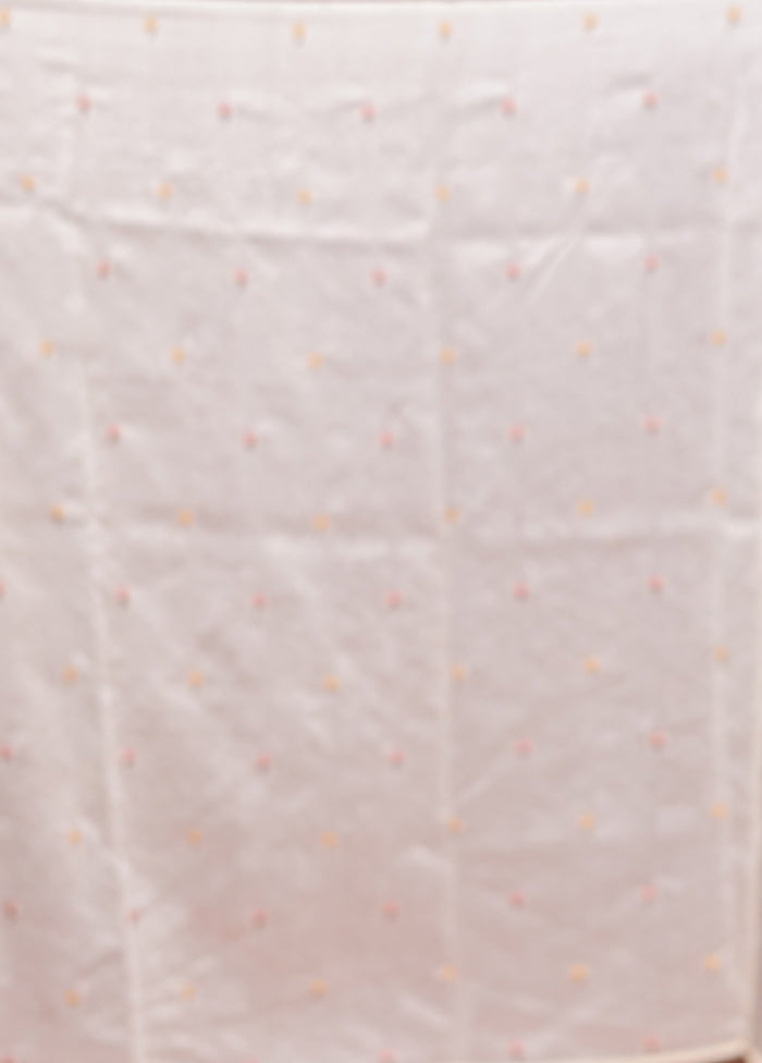 White Handloom Pure Organza Saree With Blouse Piece