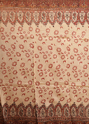 Cream Chanderi Silk Saree With Blouse Piece