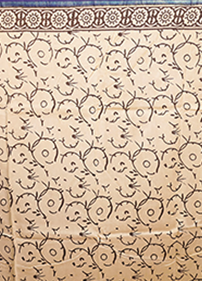 Cream Chanderi Silk Saree With Blouse Piece