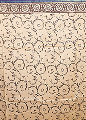 Cream Chanderi Silk Saree With Blouse Piece