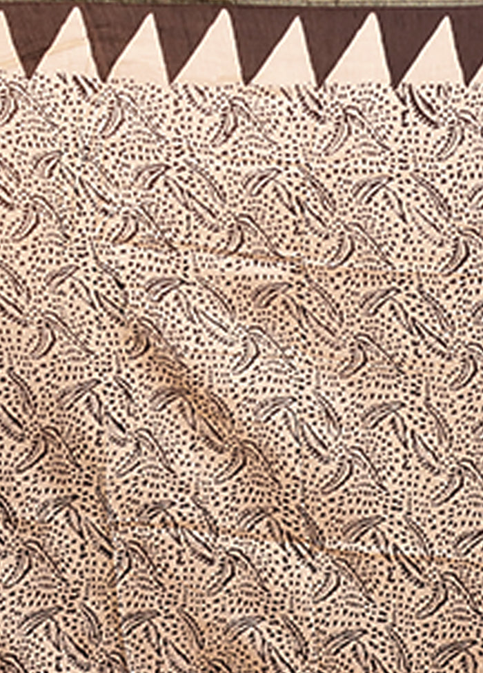 Cream Chanderi Silk Saree With Blouse Piece