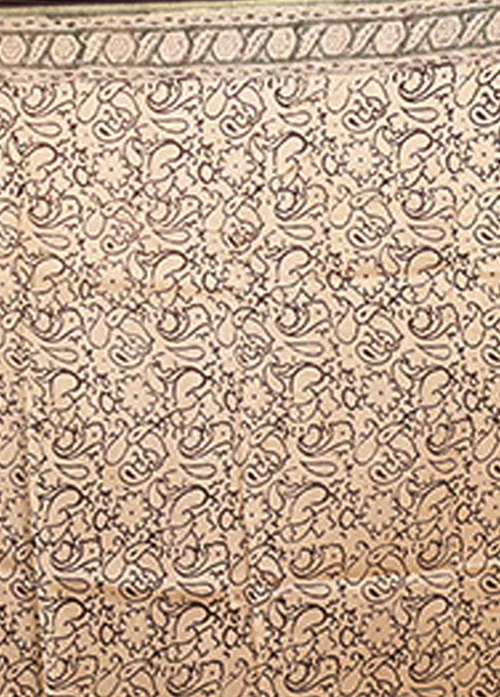 Cream Chanderi Silk Saree With Blouse Piece