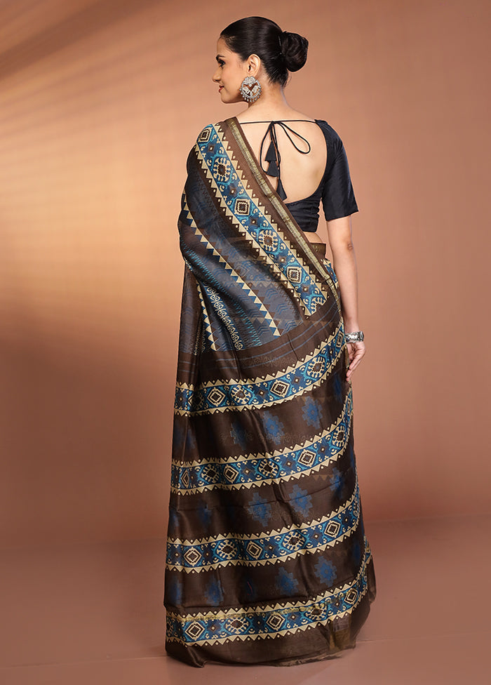 Blue Chanderi Silk Saree With Blouse Piece