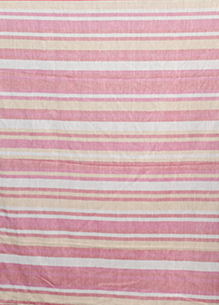 Pink Cotton Saree With Blouse Piece