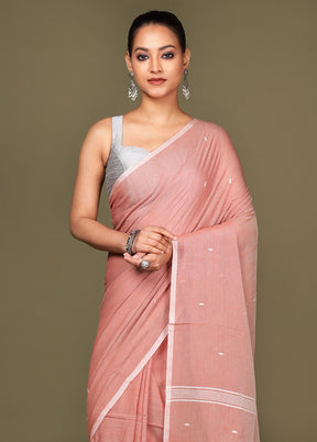 Rust Cotton Saree With Blouse Piece