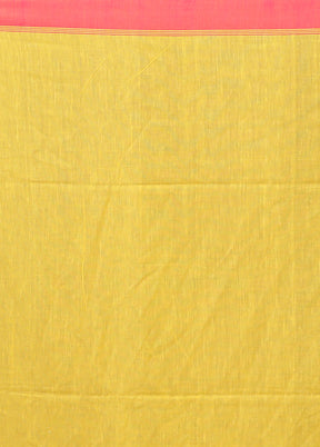 Yellow Pure Cotton Saree With Blouse Piece
