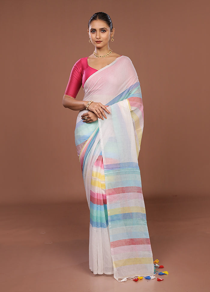 Multicolor Cotton Saree With Blouse Piece