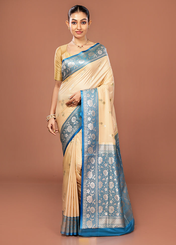 Cream Uppada Silk Saree With Blouse Piece