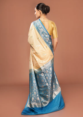 Cream Uppada Silk Saree With Blouse Piece