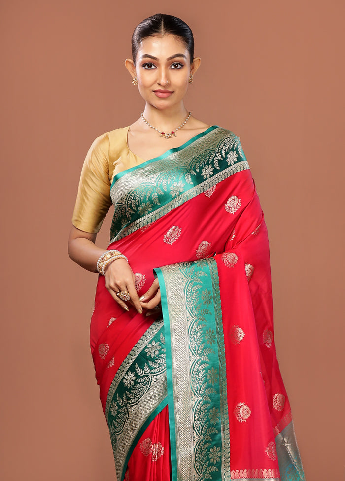 Red Uppada Silk Saree With Blouse Piece