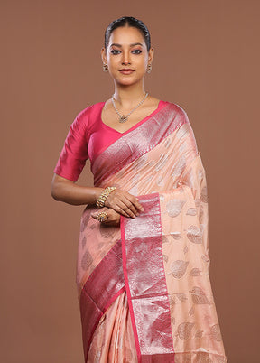Pink Dupion Silk Saree With Blouse Piece