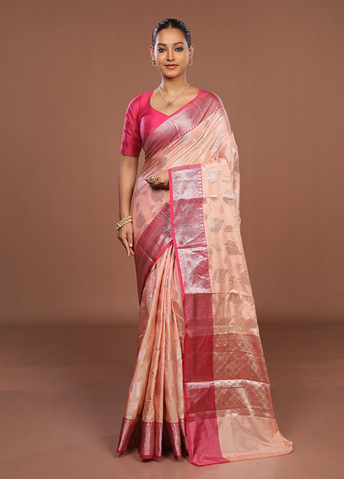 Pink Dupion Silk Saree With Blouse Piece