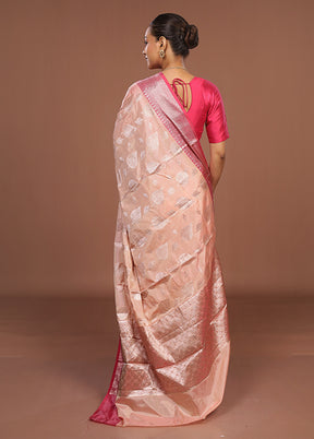 Pink Dupion Silk Saree With Blouse Piece