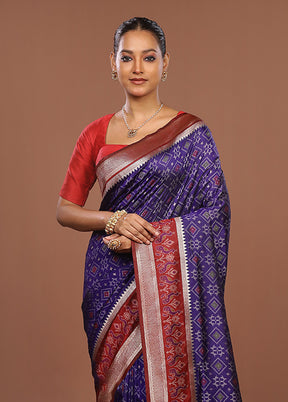 Blue Dupion Silk Saree With Blouse Piece