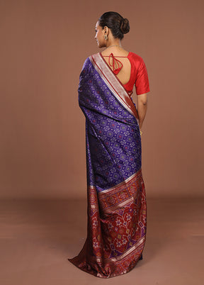 Blue Dupion Silk Saree With Blouse Piece