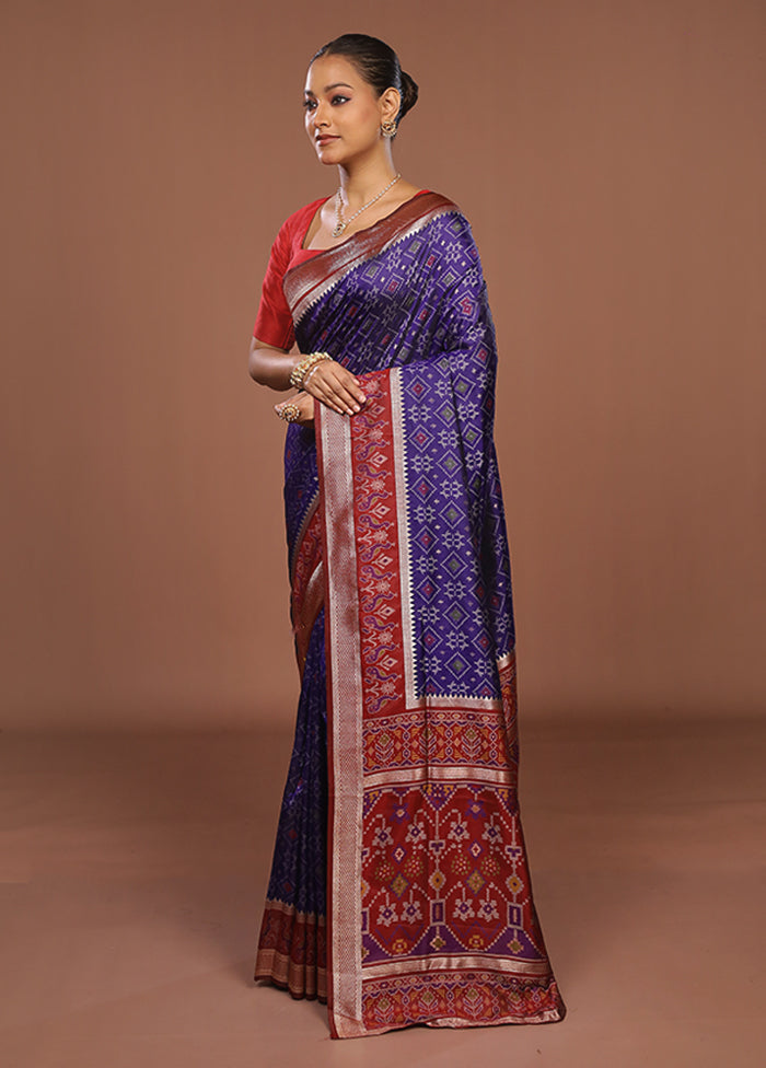 Blue Dupion Silk Saree With Blouse Piece