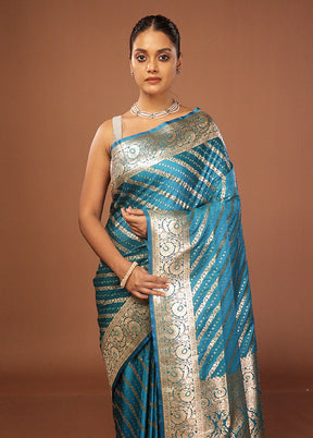 Blue Uppada Silk Saree With Blouse Piece