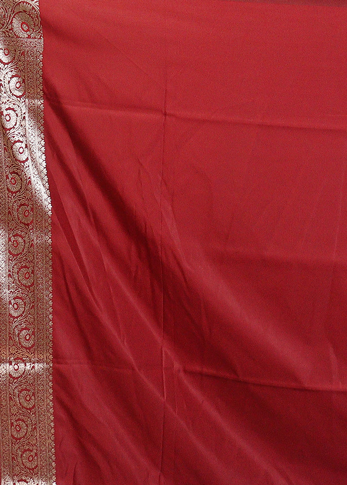 Maroon Uppada Silk Saree With Blouse Piece