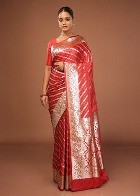 Red Uppada Silk Saree With Blouse Piece