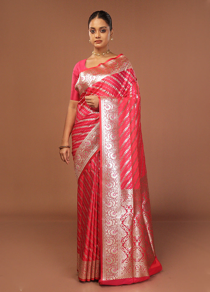 Pink Uppada Silk Saree With Blouse Piece