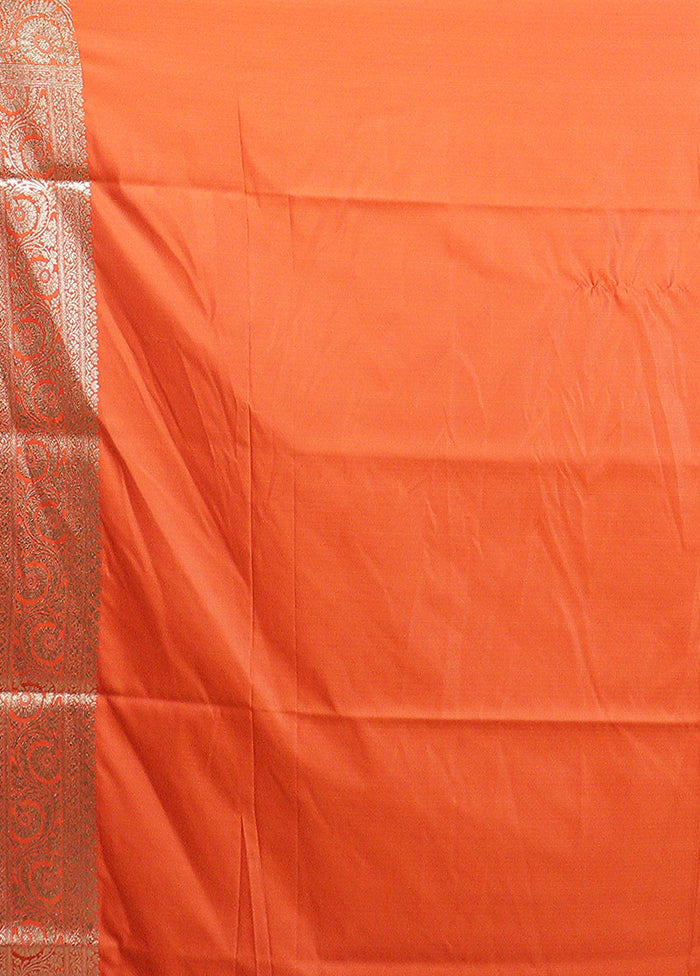 Orange Uppada Silk Saree With Blouse Piece