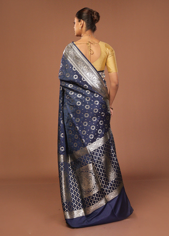 Blue Uppada Silk Saree With Blouse Piece