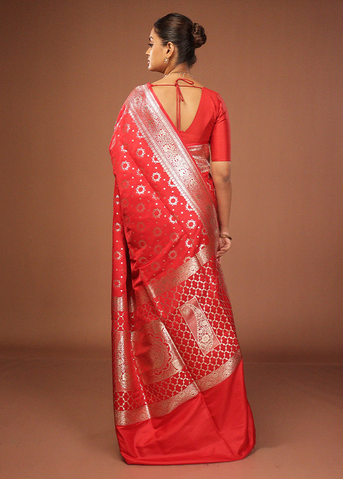Red Uppada Silk Saree With Blouse Piece