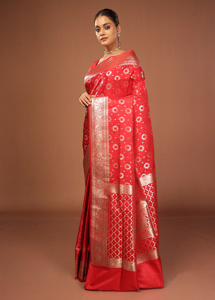 Red Uppada Silk Saree With Blouse Piece