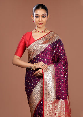 Purple Tanchoi Silk Saree With Blouse Piece