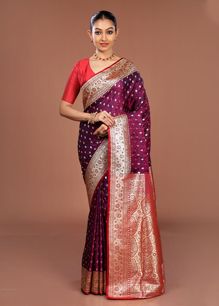 Purple Tanchoi Silk Saree With Blouse Piece