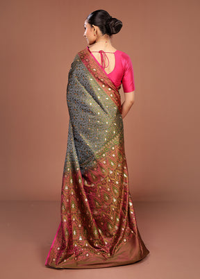 Grey Tanchoi Silk Saree With Blouse Piece