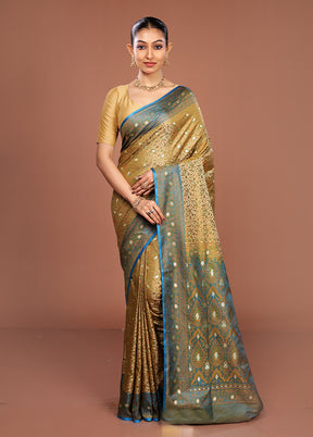 Cream Tanchoi Silk Saree With Blouse Piece