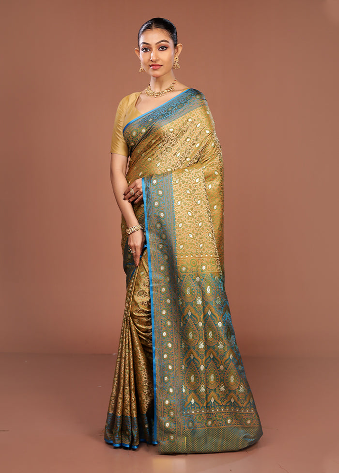 Cream Tanchoi Silk Saree With Blouse Piece