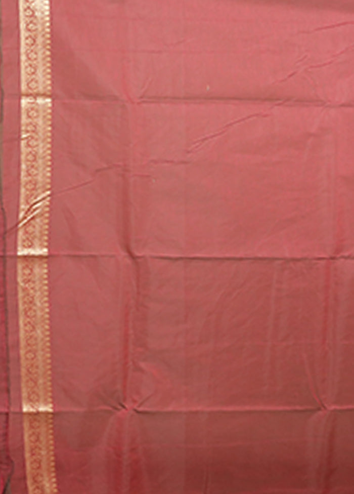 Maroon Kora Silk Saree With Blouse Piece