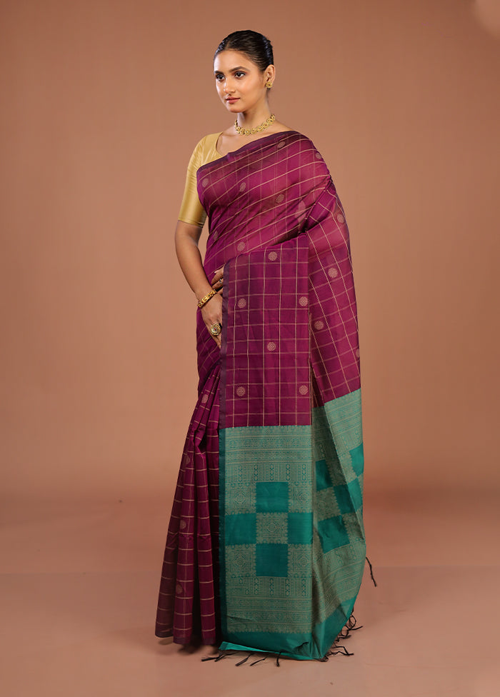 Purple Cotton Saree With Blouse Piece