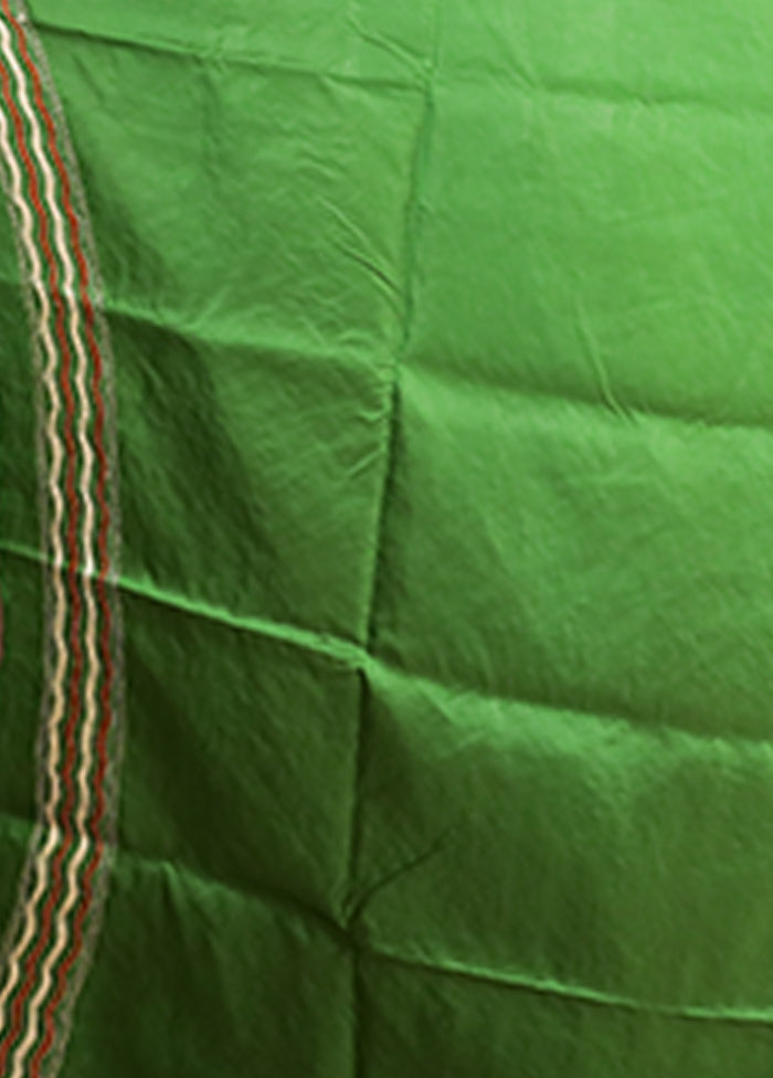 Blue Handloom Kantha Stitch Pure Silk Saree With Blouse Piece