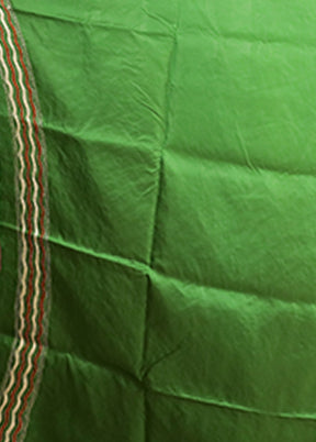 Blue Handloom Kantha Stitch Pure Silk Saree With Blouse Piece