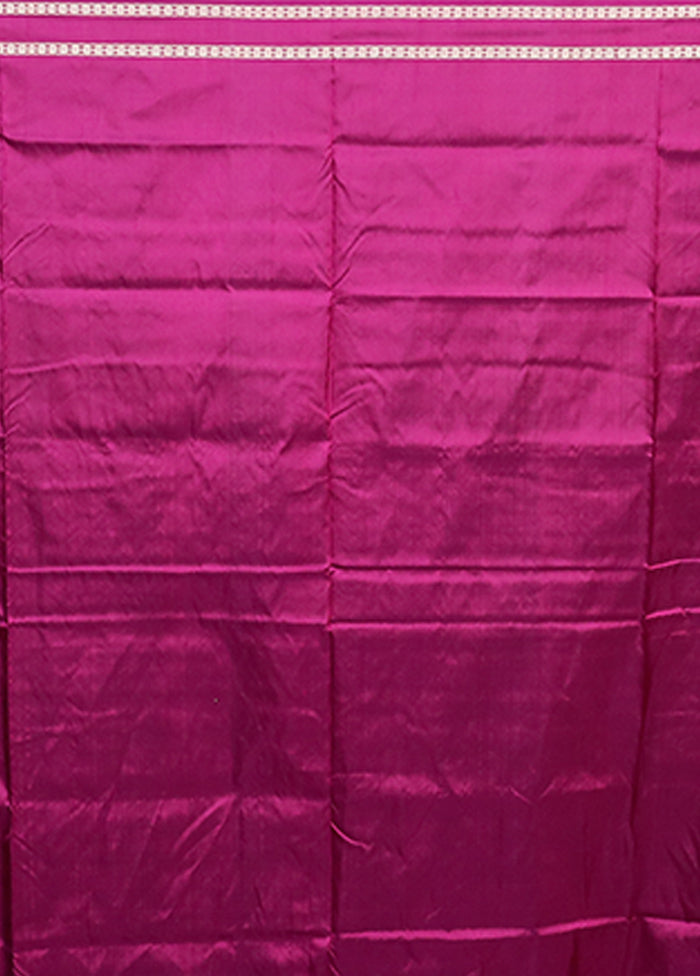 Pink Handloom Bomkai Pure Silk Saree With Blouse Piece