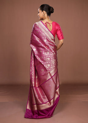 Purple Handloom Katan Pure Silk Saree With Blouse Piece