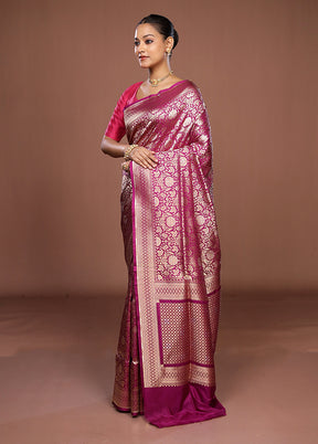 Purple Handloom Katan Pure Silk Saree With Blouse Piece