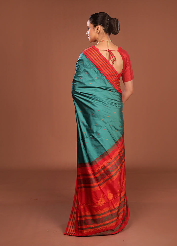 Green Kanjivaram Silk Saree With Blouse Piece