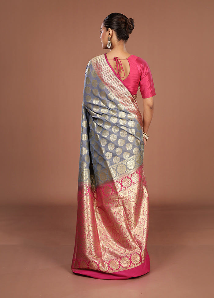 Blue Uppada Silk Saree With Blouse Piece