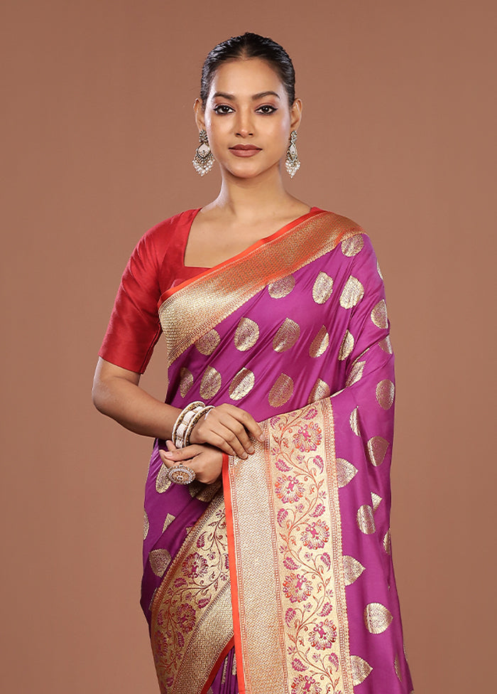 Purple Uppada Silk Saree With Blouse Piece