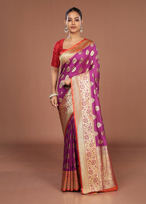Purple Uppada Silk Saree With Blouse Piece