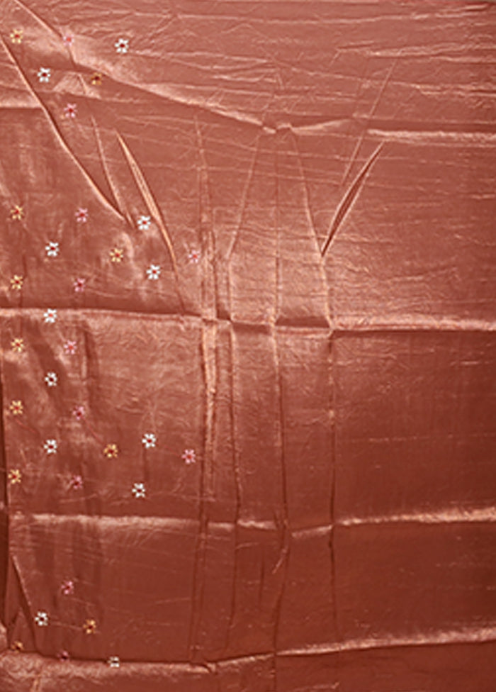 Brown Tissue Silk Saree With Blouse Piece